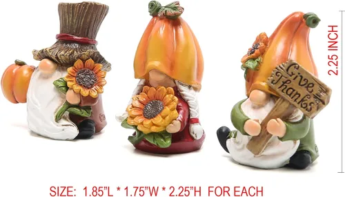 Miniatura 7 de Hodao 3 gnomos de calabaza de Acción de Gracias, hechos a mano, elfo sueco Tomte para decoración de otoño, regalo de decoración de Acción