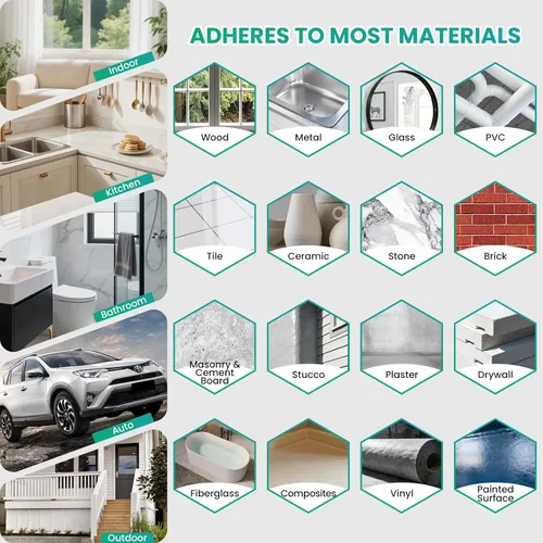 Miniatura 3 de SHIELDOM Sellador de silicona adhesivo de silicona con herramienta de acabado, sello 100% impermeable, a prueba de encogimiento y grietas, flexible