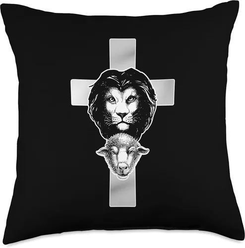 Miniatura 5 de Christian Jesus Lion And Lamb Almohada de God Cross The Christ, 16 x 16 pulgadas, multicolor