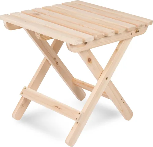 Shine Company - Mesa auxiliar cuadrada plegable de madera maciza, mesa de patio pequeña Adirondack para exteriores, natural