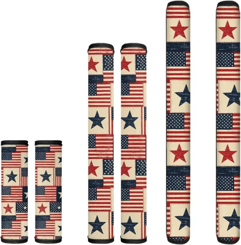 Miniatura 28 de Juego de 6 fundas para manijas de puerta con diseño de margaritas y flores americanas, 4 de julio, Día de la Independencia, fundas para manijas