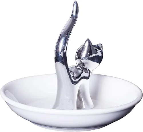 Miniatura 2 de Lependor Soporte para anillos de animales lindos, anillos, pulseras, aretes, bandeja de baratijas para mujeres y niñas, regalo de cumpleaños, gato