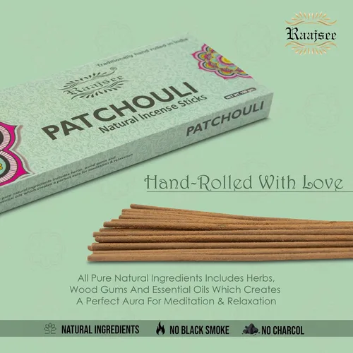 Miniatura 7 de Raajsee Varitas de incienso de pachulí, 100 gm, 100% puro, orgánico natural, enrollado a mano, libre de productos químicos, perfecto para iglesia