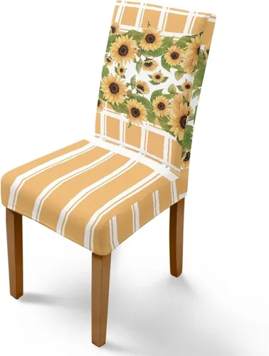 Miniatura 25 de Rnyleeg Thanksgiving Chair Covers for Living Room No Arms Turkey Pumpkin Stretch Dining Chair Covers Set of 6 Soft Washable Kitchen Chair Protector