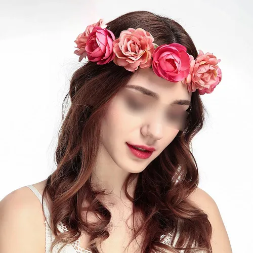 Miniatura 2 de ccHuDE Flower Crown Headband Rose Peony Hairband Garland Wedding Headpiece Bridal Floral Crown Flower Headpiece Pink