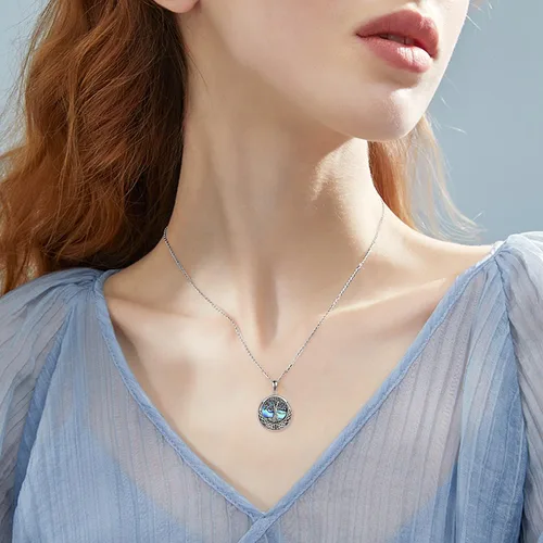 Miniatura 2 de Collar de árbol de la vida de plata de ley 925 collar con colgante de nudo celta para mujer