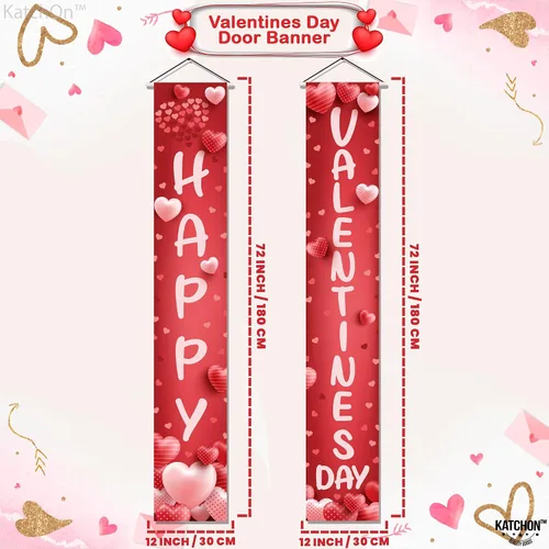 Miniatura 2 de KatchOn, Cartel de feliz día de San Valentín – XL, 72 x 12 pulgadas Cartel de puerta de San Valentín para decoraciones de feliz día de San