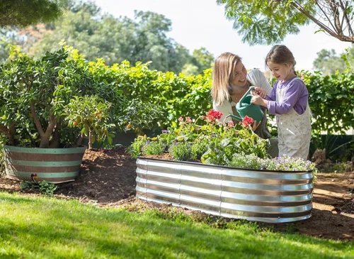 Miniatura 6 de Camas de Jardín Elevadas Galvanizadas al Aire Libre/ 4×2×1 pies Camas de Plantación Elevadas para Jardinería, Vegetales, Flores/ Caja de Jardín