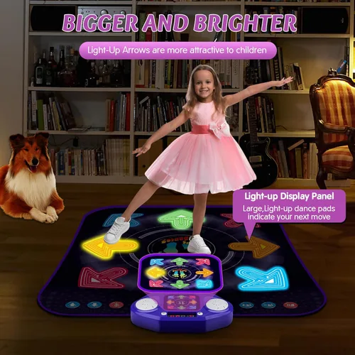 Miniatura 4 de Juguetes de alfombrilla de baile para niñas y niños de 3 a 12 años, alfombrillas de baile con 8 botones iluminados y Bluetooth inalámbrico, juguete