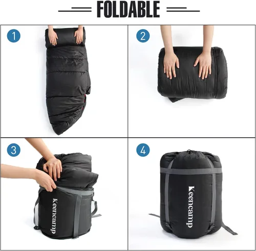 Miniatura 7 de Keencamp Saco de dormir de 0 grados de franela de algodón para invierno, clima frío para adultos, XXL saco de dormir de 4 estaciones, grande y alto