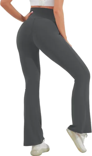 Miniatura 2 de HEGALY Leggings acampanados de maternidad para mujer sobre el vientre, pantalones casuales de yoga para embarazo, con bolsillos, suaves como
