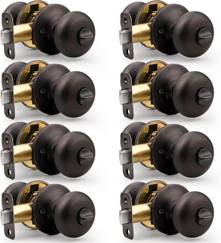 Miniatura 29 de Probrico - Perillas de privacidad para puerta de baño/dormitorio, perilla interior de bronce aceitado sin llave, perilla de puerta con bloqueo sin