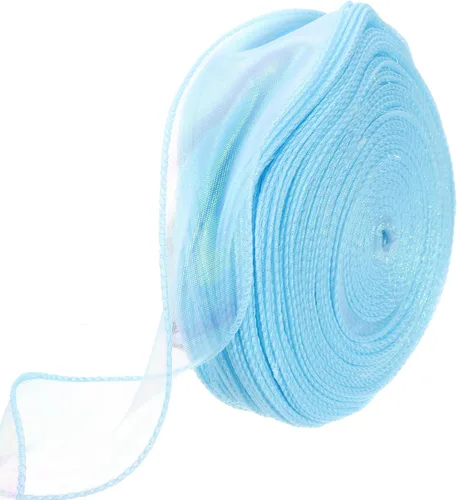 Miniatura 25 de MECCANIXITY - Cinta de organza con cable de 1 1/2" de ancho, brillante, transparente, con brillo irisado en tonos pastel, cinta de gasa para Beige
