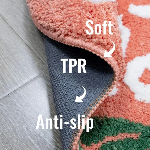 Miniatura 5 de Alfombra de baño de durazno melocotón, alfombra de baño de frutas de durazno para sala de estar y dormitorio, alfombra antideslizante lavable