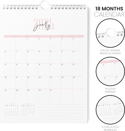 Miniatura 2 de Karto Calendario de pared 2025-2026 – Vertical de 8.5 x 11 pulgadas, de julio de 2025 a diciembre de 2026 – Aumenta tu productividad y fácil