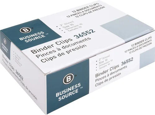 Miniatura 5 de Business Source Clips plegables para carpeta, color negro, grande (paquete de 12)