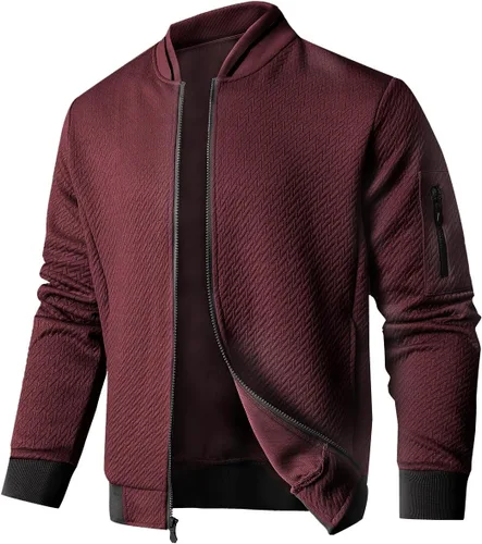 Miniatura 9 de SAVKOOV Chaqueta ligera de ajuste holgado para hombre, chaqueta bomber casual y elegante