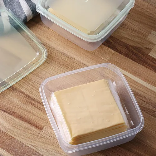 Miniatura 5 de Paquete de 2 recipientes de almacenamiento para rebanadores de queso con tapas herméticas, mantiene la rebanada de queso fresco y delicioso