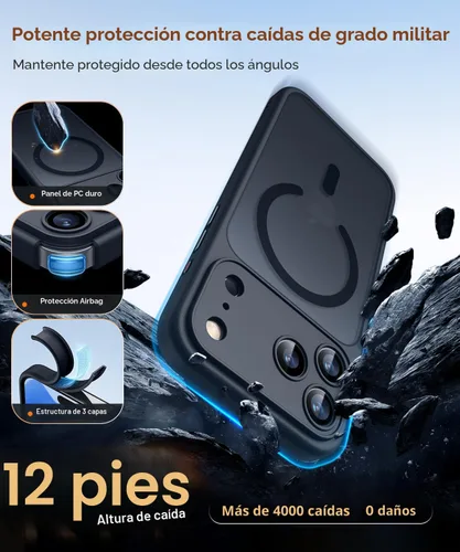 Miniatura 6 de CANSHN Funda magnética compatible con iPhone 17 Pro, mejorada [protección completa de la cámara] [compatible con Magsafe] [mate translúcido] funda