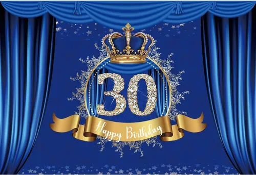 Miniatura 4 de Telón de fondo azul de 5 x 3 pies con corona dorada de lujo para fotografía de cumpleaños de niño y hombre, fiesta, decoración de mesa de pastel