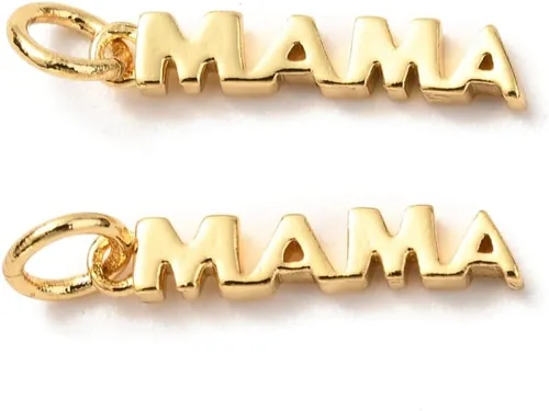 Miniatura 8 de DanLingJewelry 10 dijes de metal chapados en oro de 18 quilates con palabras rectangulares de buena suerte para hacer joyas, pulseras, collares