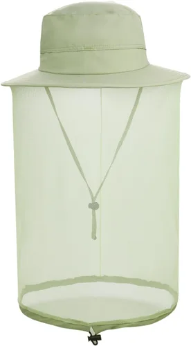 Sombrero de pesca Sombrero de protección solar Red de cabeza de mosquito para exteriores Sombrero de cubo con malla de red oculta Verde cazador
