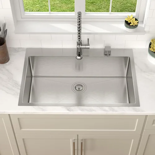 Miniatura 2 de Dcolora Fregadero de Cocina Empotrable de 30 Pulgadas Estación de Trabajo Calibre 16 Acero Inoxidable 304 Un Solo Tazón Montaje Superior, Esquina