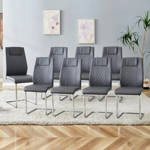 Miniatura 27 de Sillas De Comedor - Juego de 4 sillas de comedor modernas para cocina, con asiento tapizado de piel sintética, patas de metal con respaldo alto