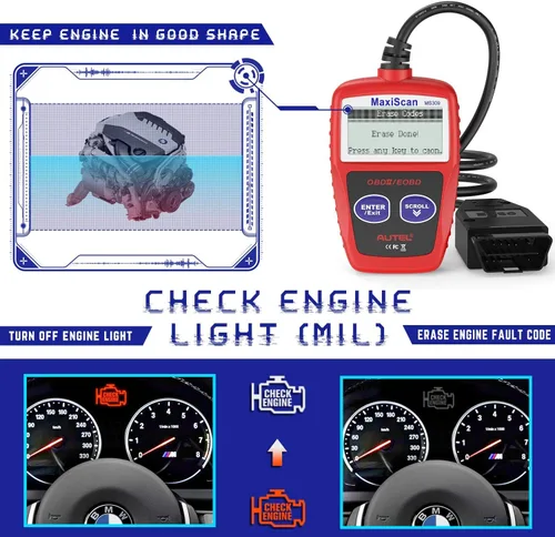 Miniatura 4 de Autel OBD2 Escáner MS309 Universal para Coche, Lector de Códigos de Fallas del Motor, Comprueba la Luz de Verificación del Motor y el Estado