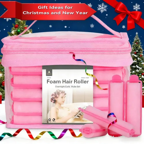 Miniatura 8 de 60 Piezas Rodillos de Espuma para Cabello - Rizadores Suaves para Dormir para Peinado del Cabello (0.59 pulgadas, Rosa)