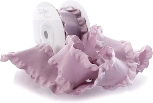 Miniatura 22 de Cinta de satén de 1.5 pulgadas con borde de doble volante, color rosa, 3 yardas para lazos para el cabello y costura