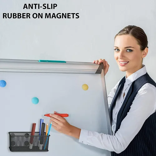 Miniatura 3 de TAPBULL Cestas de almacenamiento magnéticas de malla – Juego de 1 (negro) con función antideslizante e imanes fuertes – Organizador magnético