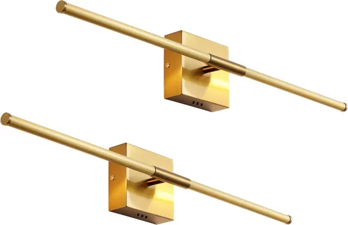 Miniatura 11 de JONATHAN Y Aplique de pared LED integrado de latón dorado de 28 pulgadas, luz de tocador de metal para espejo de baño, dormitorio, pasillo, elegante