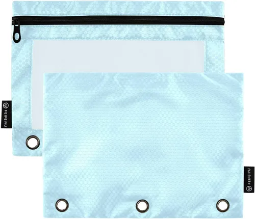 Miniatura 24 de Gredecor Estuche para lápices con 3 anillos con cremallera negra, paquete de 2 unidades, organizador de carpetas transparentes para ventana escolar