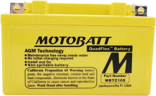 Miniatura 3 de Motobatt Batería MBTZ10S compatible con motocicleta YTX7ABS, YTZ10S 12V 8.6Ah 140CCA