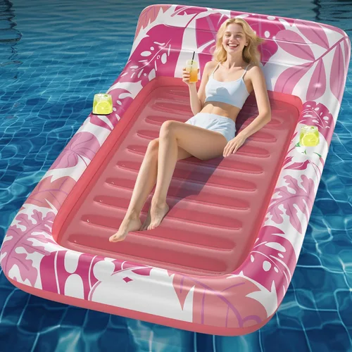 Miniatura 10 de CACSPS Flotadores inflables de piscina para adultos, sillas flotantes con portavasos, flotadores de piscina resistentes para diversión acuática