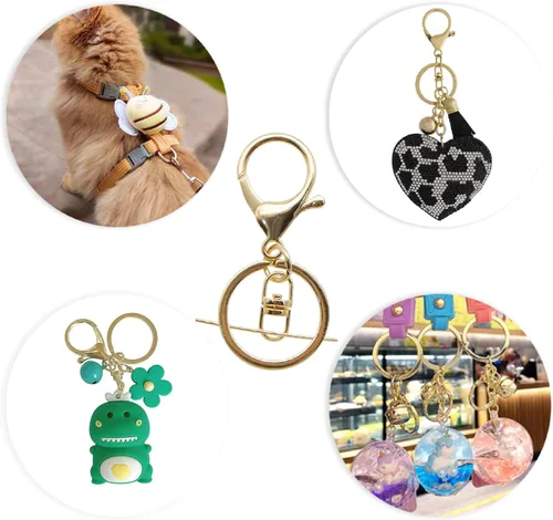 Miniatura 5 de 10 piezas de cierres giratorios de langosta con cadena de extensión, llavero de gancho para llavero para hacer joyas, encontrar llaveros