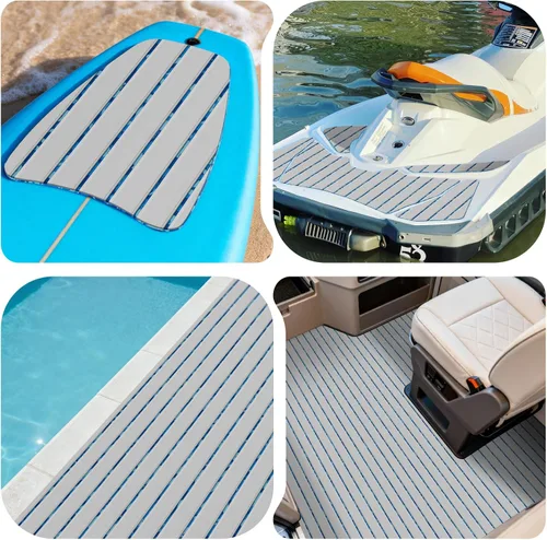 Miniatura 7 de HZshark Piso de lancha de espuma EVA autoadhesiva de 6mm antideslizante, alfombra marina de teca para lancha, almohadilla de cubierta de espuma