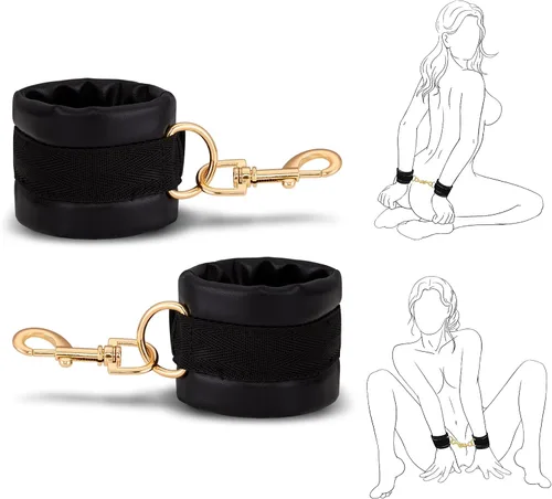 BDSM - Juguetes sexuales con restricciones de bondage, esposas ajustables de cuero suave, puños de tobillo, juguete para adultos, kit de sujeción de