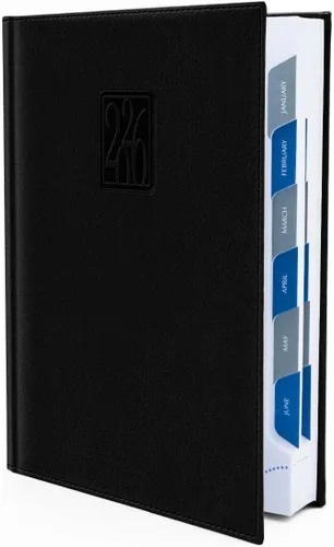 Agenda diaria 2026 (12.7 x 17.8 cm) - Hecha en Italia, agenda horaria de una página por día, 416 páginas, pestañas y calendario mensual, agenda de