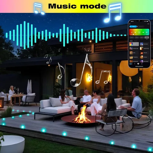 Miniatura 6 de Kit de luces LED para cubierta FVTLED, 10 piezas Φ1.22 WiFi Smart Phone Control de bajo voltaje empotrable RGBW para iluminación de cubierta Rgbw