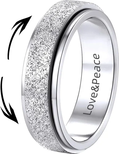 Miniatura 10 de Supcare Anillos antiestrés para mujer de 4/6/0.315 in para la ansiedad, anillo de pulgar con chorro de arena, regalo para mujeres, talla 7-14