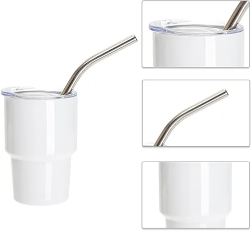 Miniatura 3 de PYD Life Paquete de 24 vasos de chupito de sublimación de 3 onzas, vasos en blanco a granel, vasos de acero inoxidable con tapa y popote