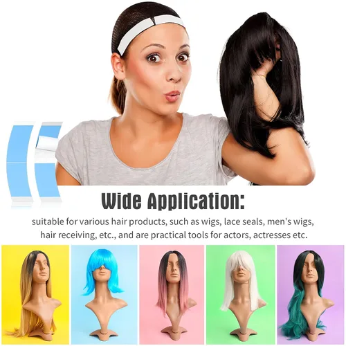 Miniatura 6 de Maitys 120 piezas de cinta frontal de encaje para peluca, adhesivo de doble cara, impermeable, en forma de C, para pelucas largas y cortas, sin