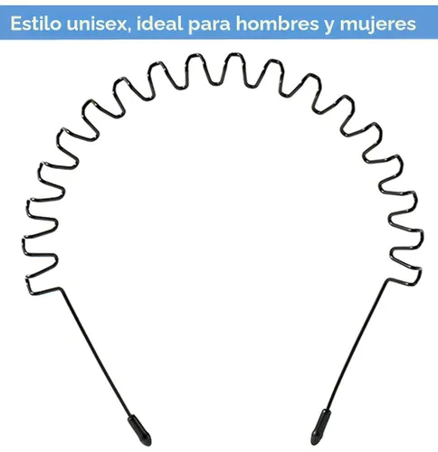 Miniatura 8 de bodbop Banda de metal para el pelo para hombres diadema para mujeres bandas unisex negras onduladas de resorte deportes al aire libre diademas