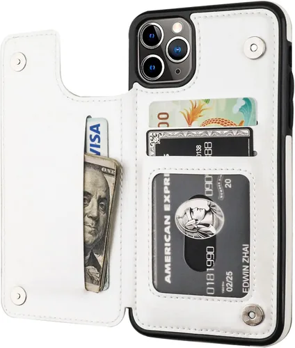 Miniatura 14 de OT ONETOP - Funda tipo cartera para iPhone 11 Pro Max con tarjetero y ranuras para tarjetas, doble cierre magnético y funda duradera a prueba de Oro