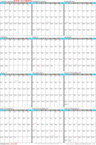 Miniatura 9 de 2026 Paper - Calendario de pared grande borrable de 24 x 36 pulgadas, vertical, anual, de 12 meses