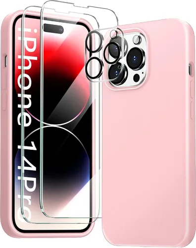 Miniatura 36 de Funda 5 en 1 para iPhone 12 Pro con protector de pantalla y protector de lente de cámara, funda de silicona líquida para iPhone 12 Pro (verde alpino)