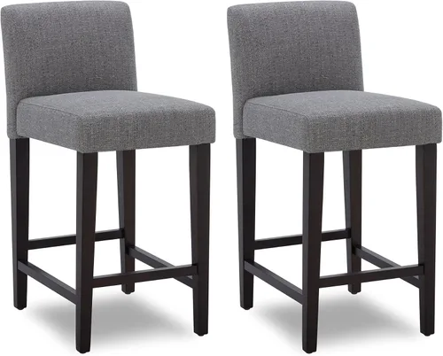 Miniatura 21 de CHITA Juego de 2 taburetes de bar de altura de mostrador, taburetes de bar tapizados de altura de asiento de 27 pulgadas, cuero sintético en negro