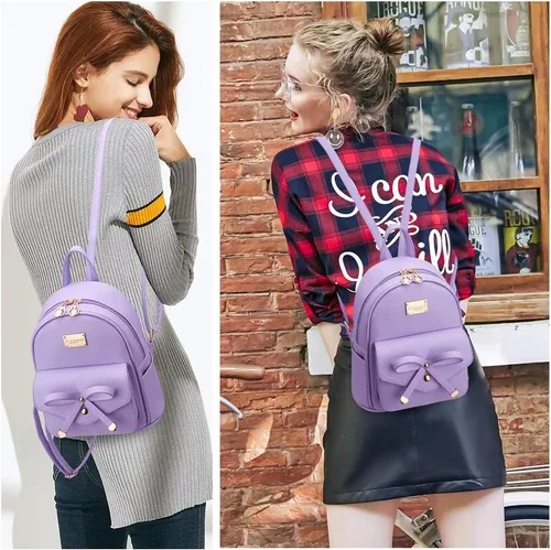 Miniatura 7 de Bonita mochila de piel con lazo para mujer